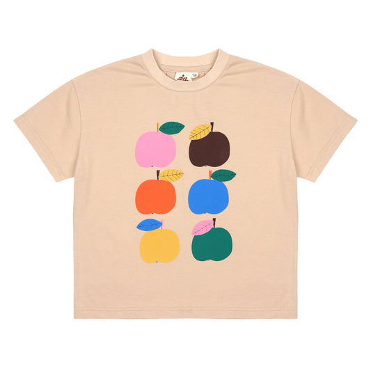 儿童米色印花棉T恤