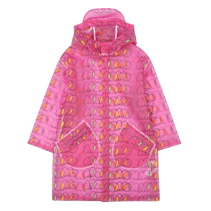 女童粉色连帽雨衣
