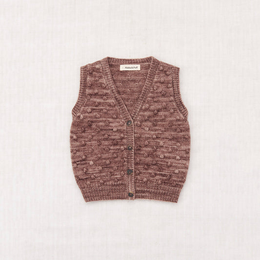 儿童浅棕色爆米花针织马甲