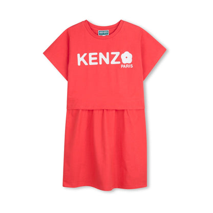女童红色Logo棉连衣裙