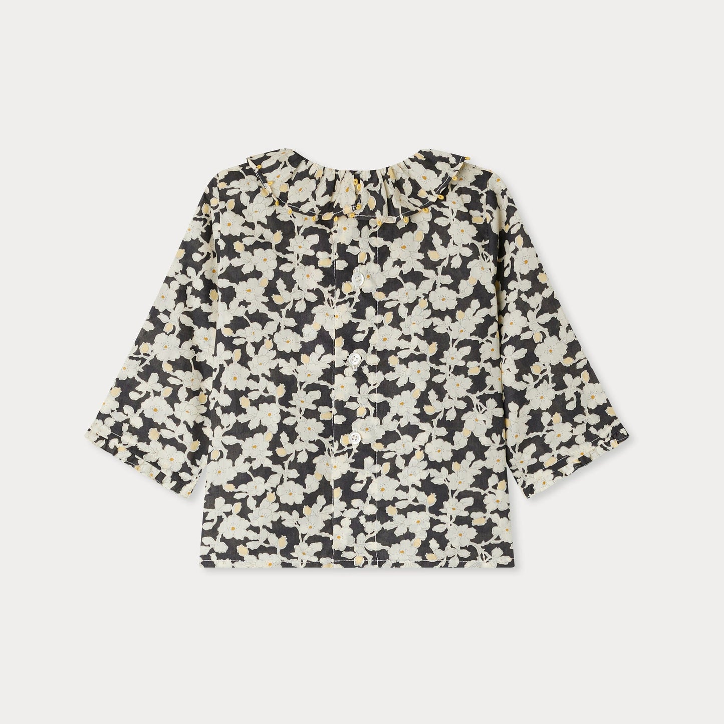 女婴黑色印花棉衬衫