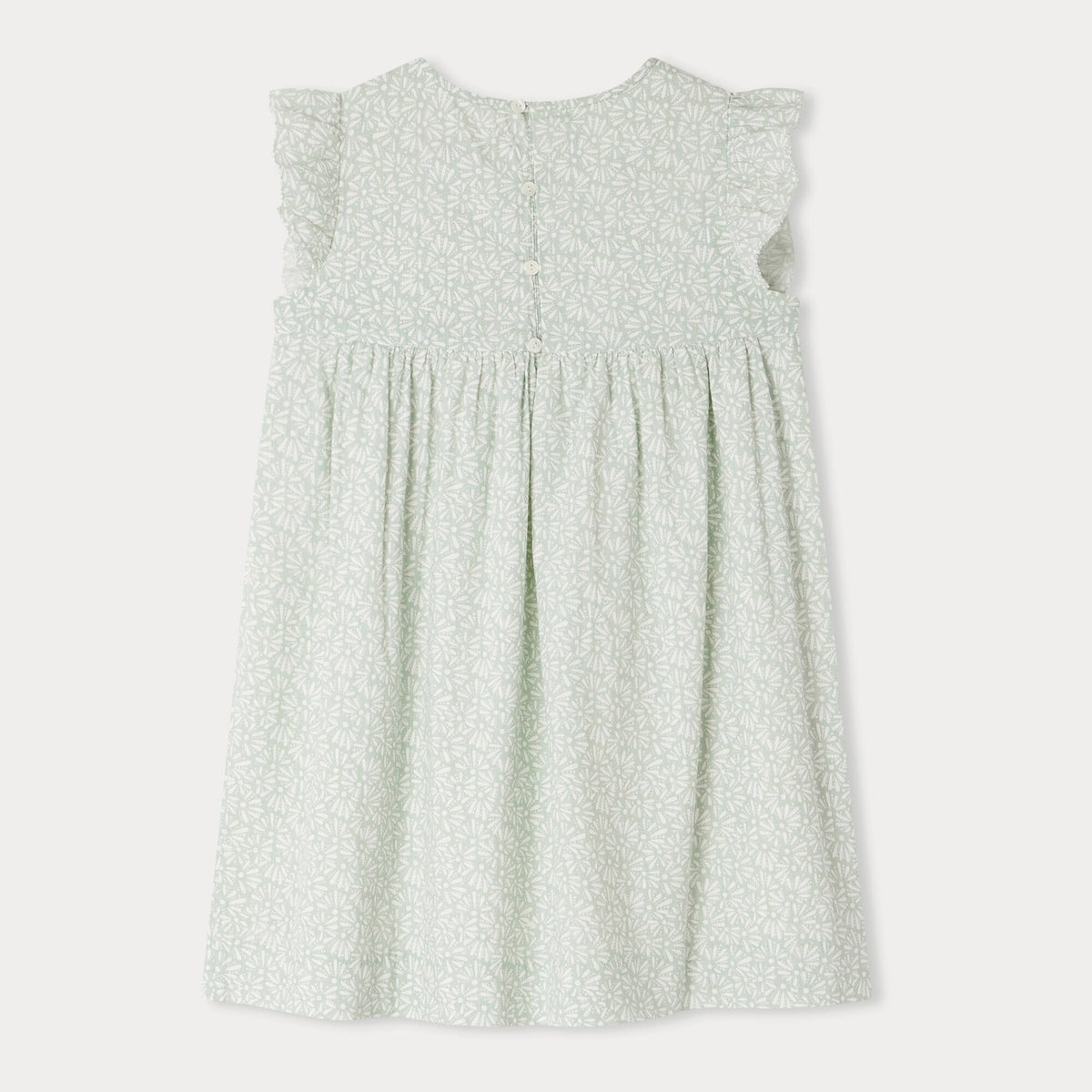 女童薄荷绿碎花棉连衣裙