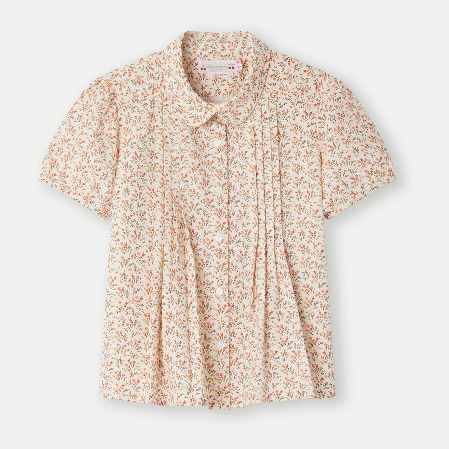 女童米色碎花棉衬衫