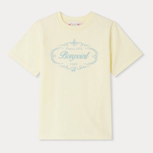 女童浅黄色Logo棉T恤