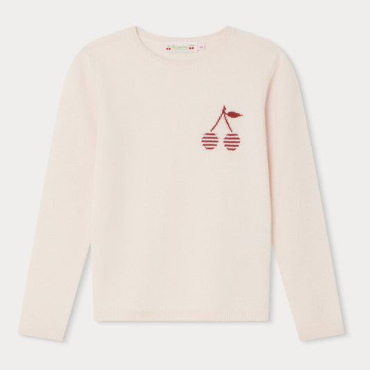 女童浅粉色Logo羊绒毛衣