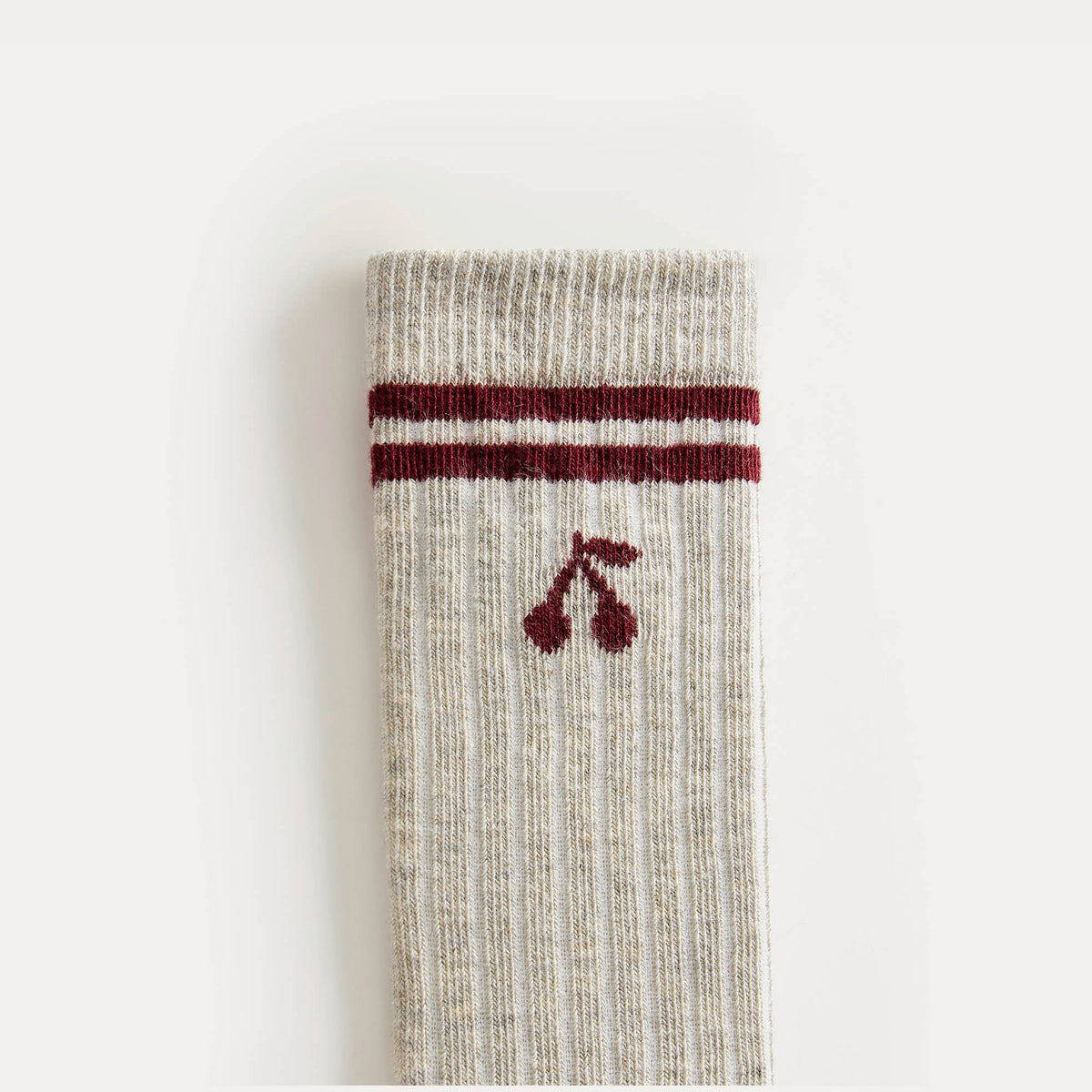 女童米色Logo棉袜