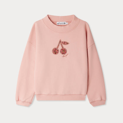 女童粉色刺绣Logo棉卫衣