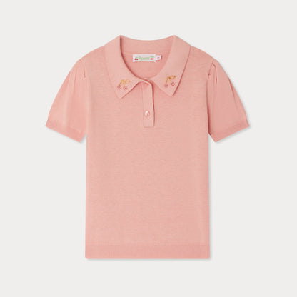 女童粉色棉Polo衫