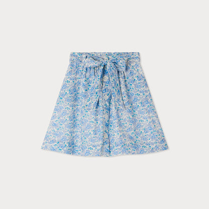 女童蓝色碎花棉短裙