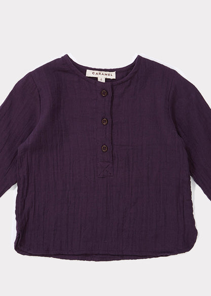 女婴紫色棉衬衫