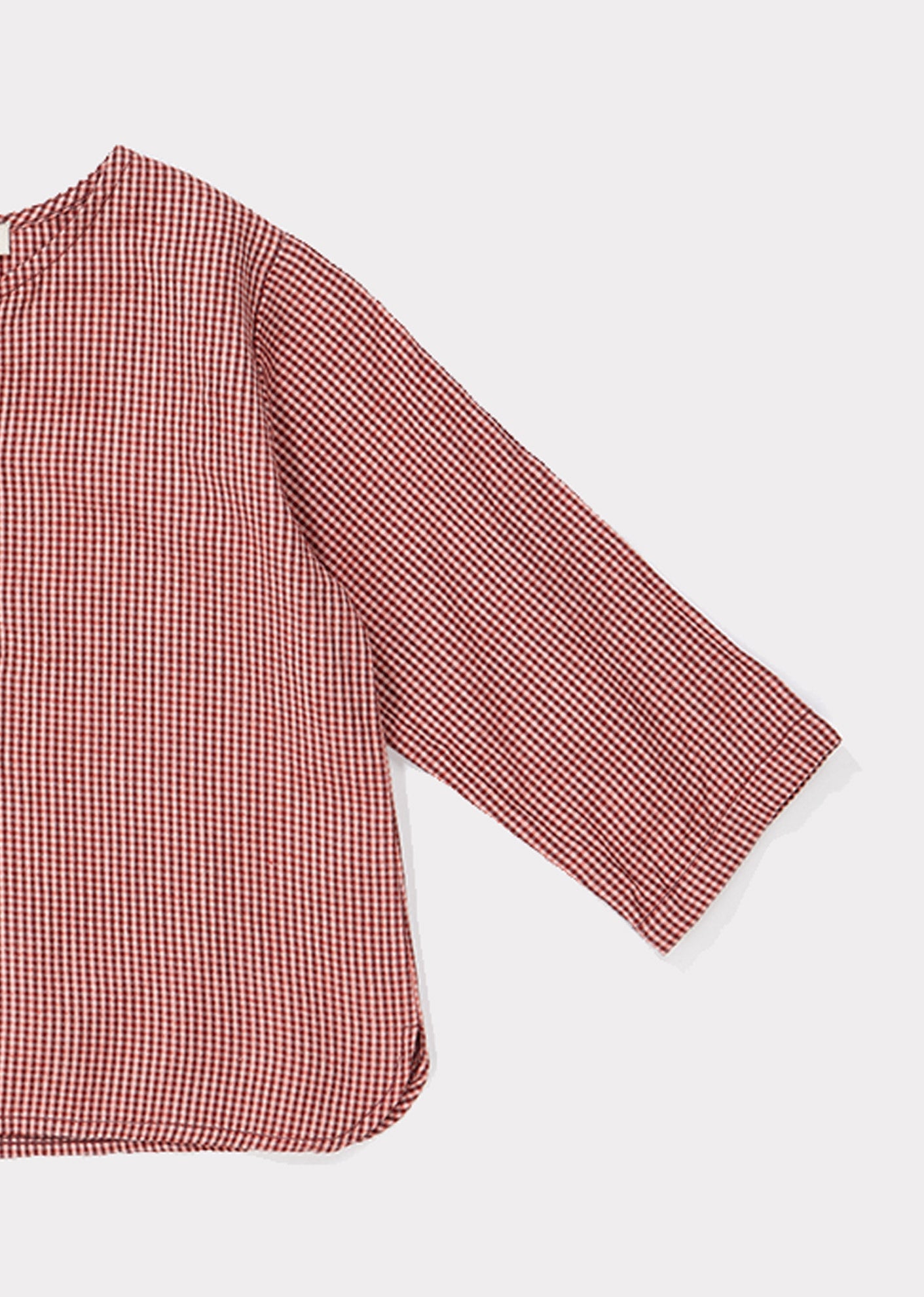 女婴罂粟红格子棉衬衫