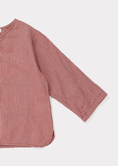 女婴罂粟红格子棉衬衫