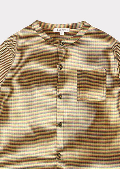 Girls Yellow Check Cotton Shirt
