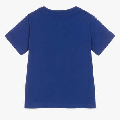 男童蓝色印花棉T恤