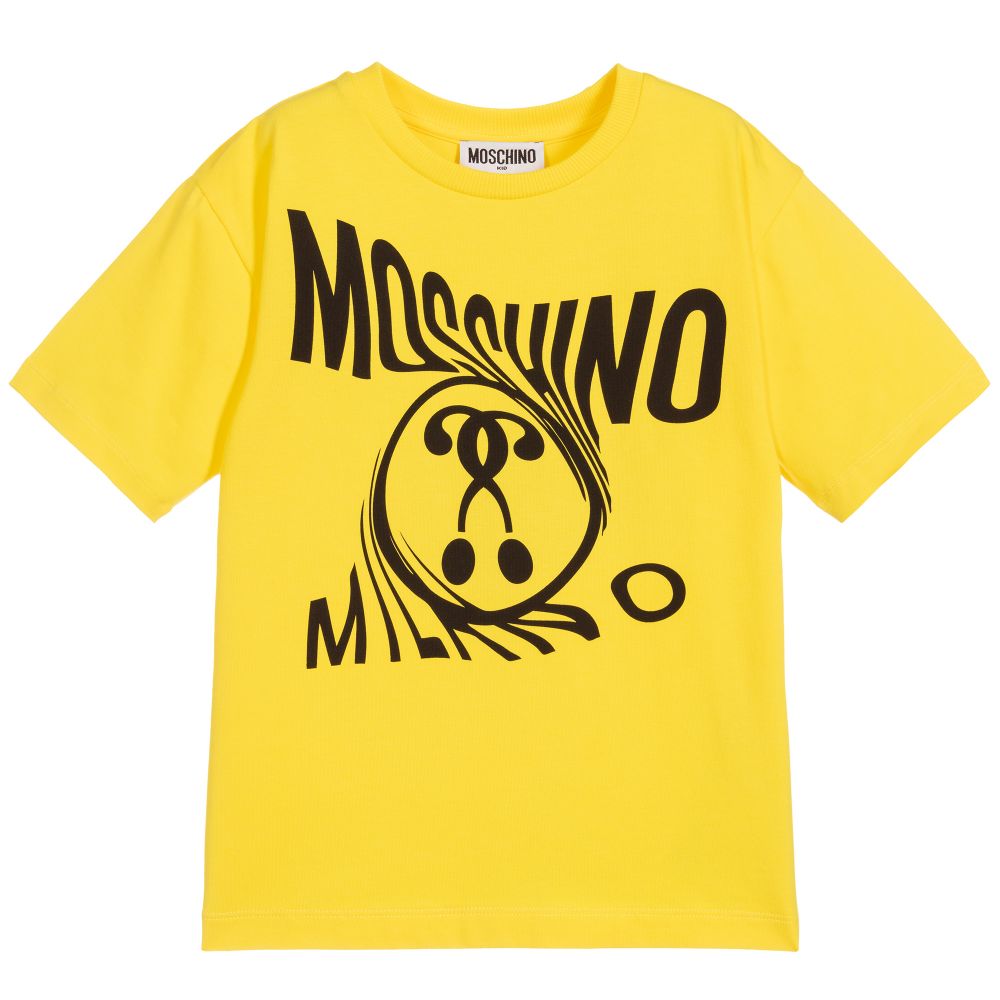 Kids Yellow Cotton Logo T-Shirt
