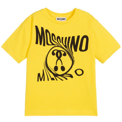 Kids Yellow Cotton Logo T-Shirt