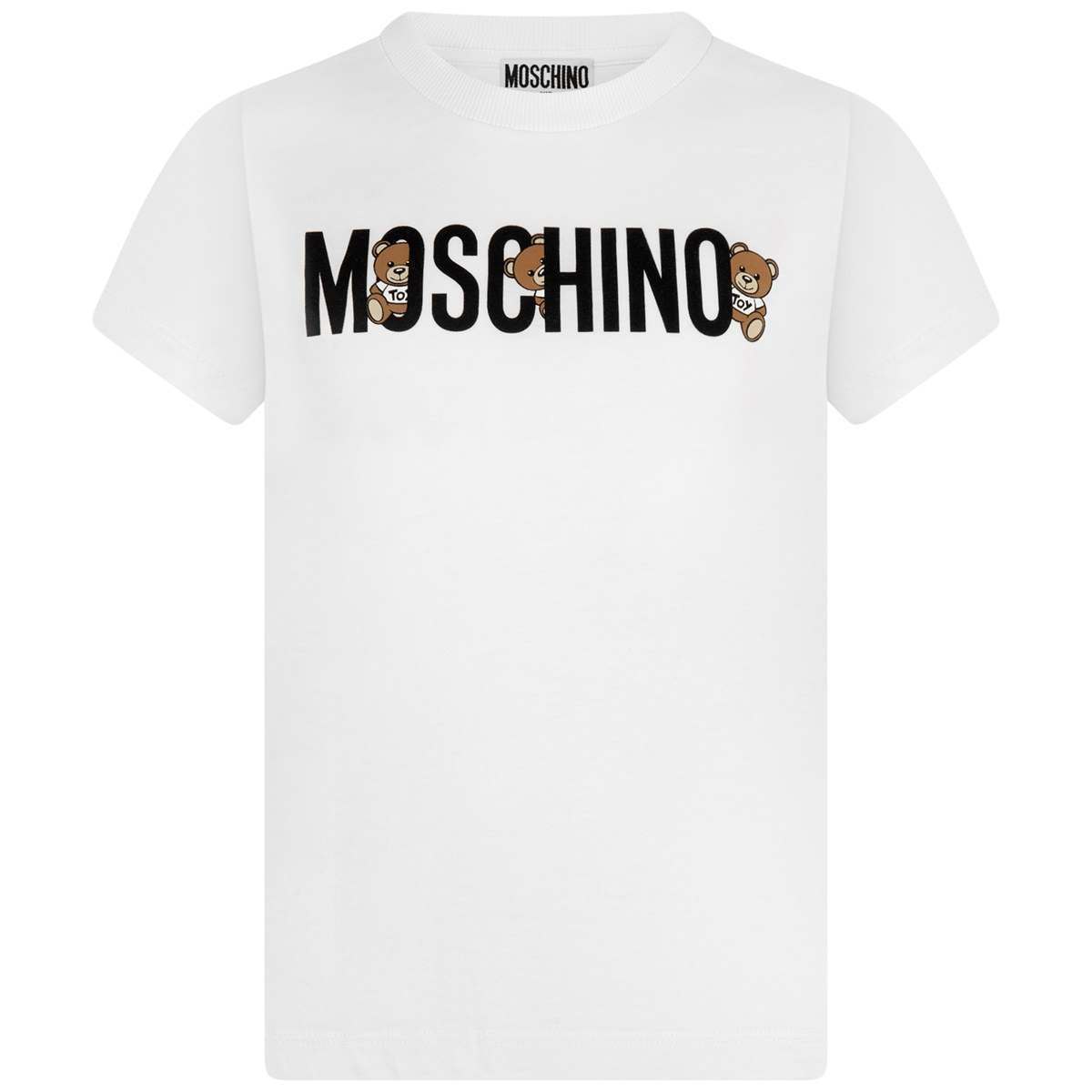 Kids White Logo Print Cotton T-Shirt