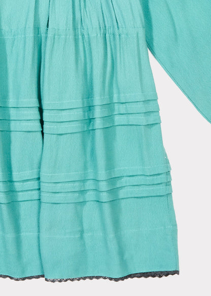 Girls Green Long Sleeves Dress