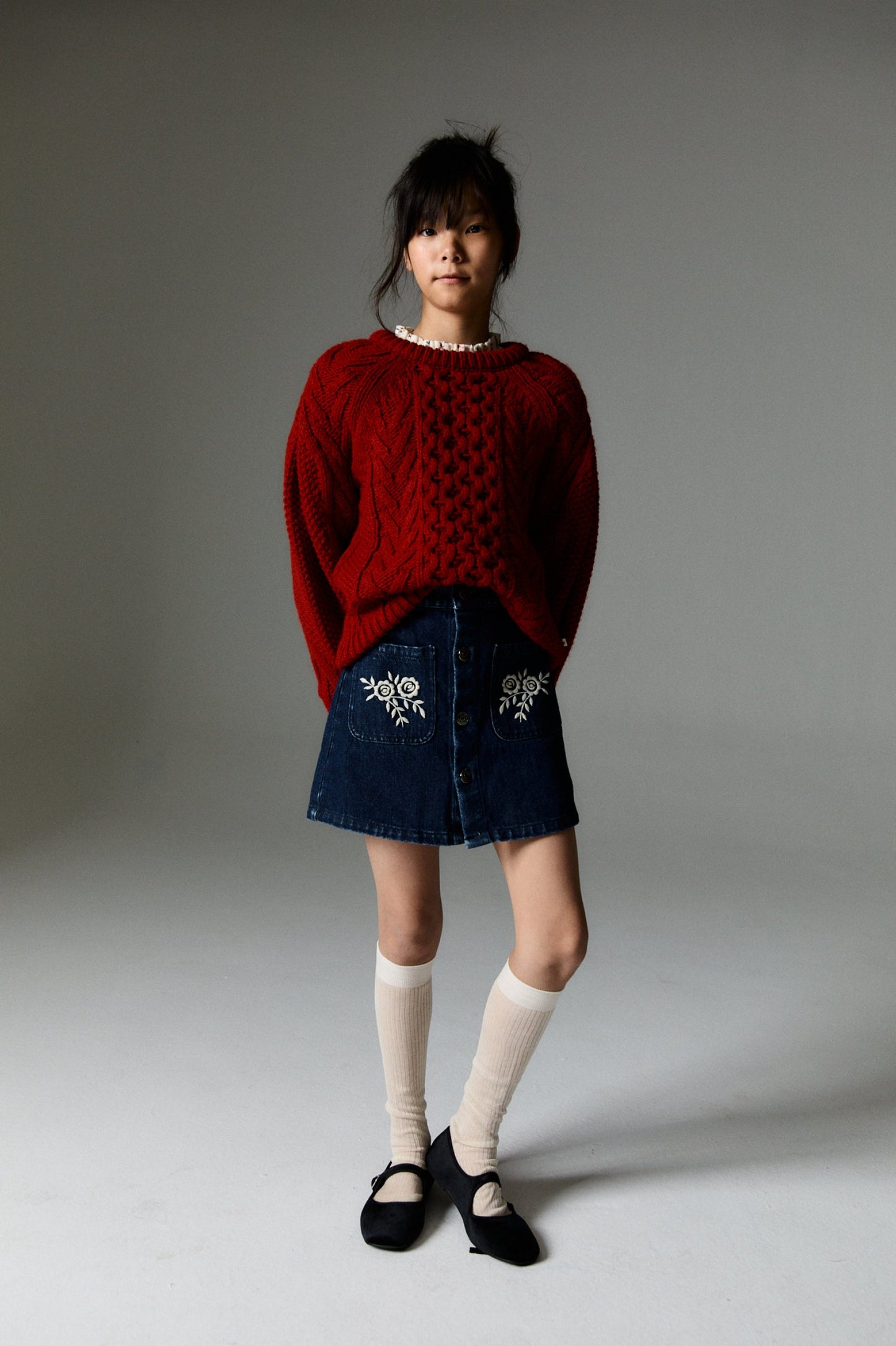 女童蓝色牛仔短裙