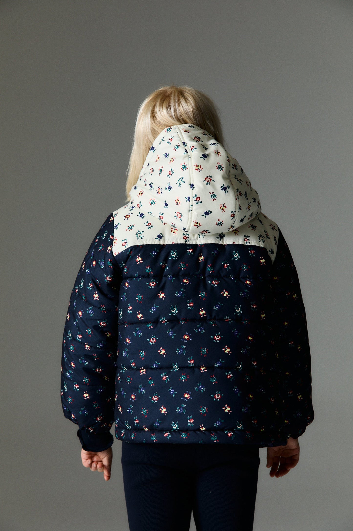 女童藏青色碎花棉服
