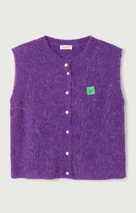GILET COURT SM COL ROND BOUTONNE