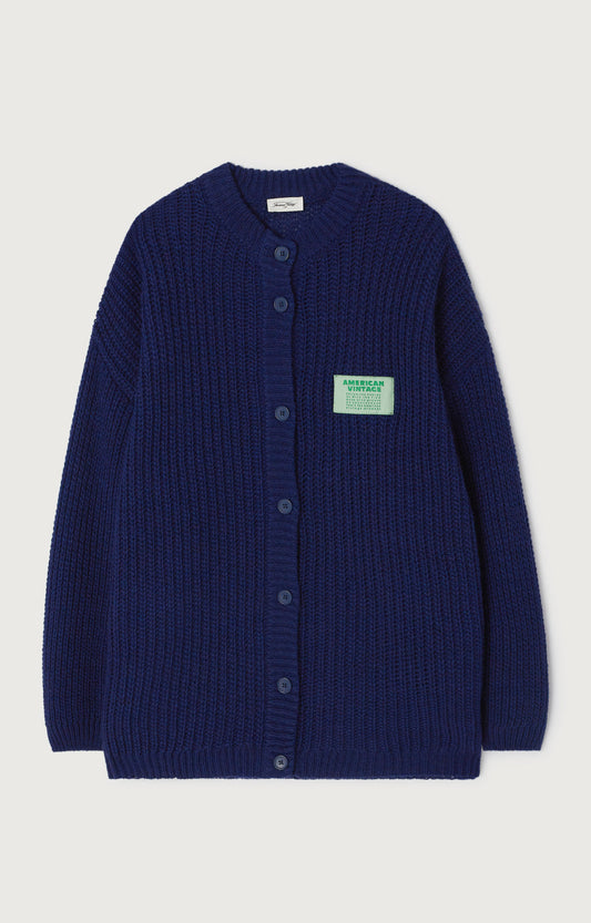 GILET MI-LONG BOULE ML COL ROND BOUTONNE