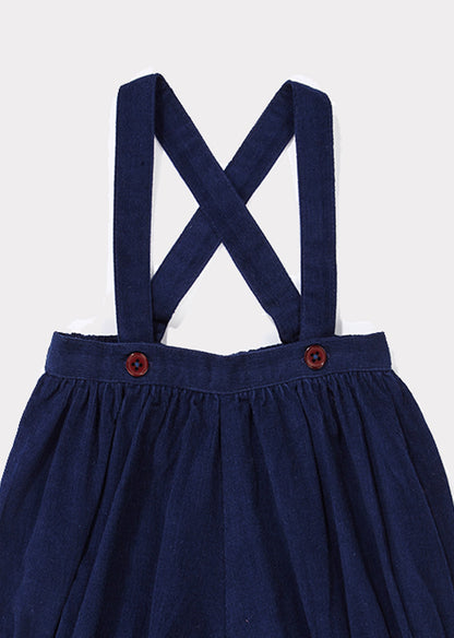Baby Girls Blue Cotton Straps Shorts