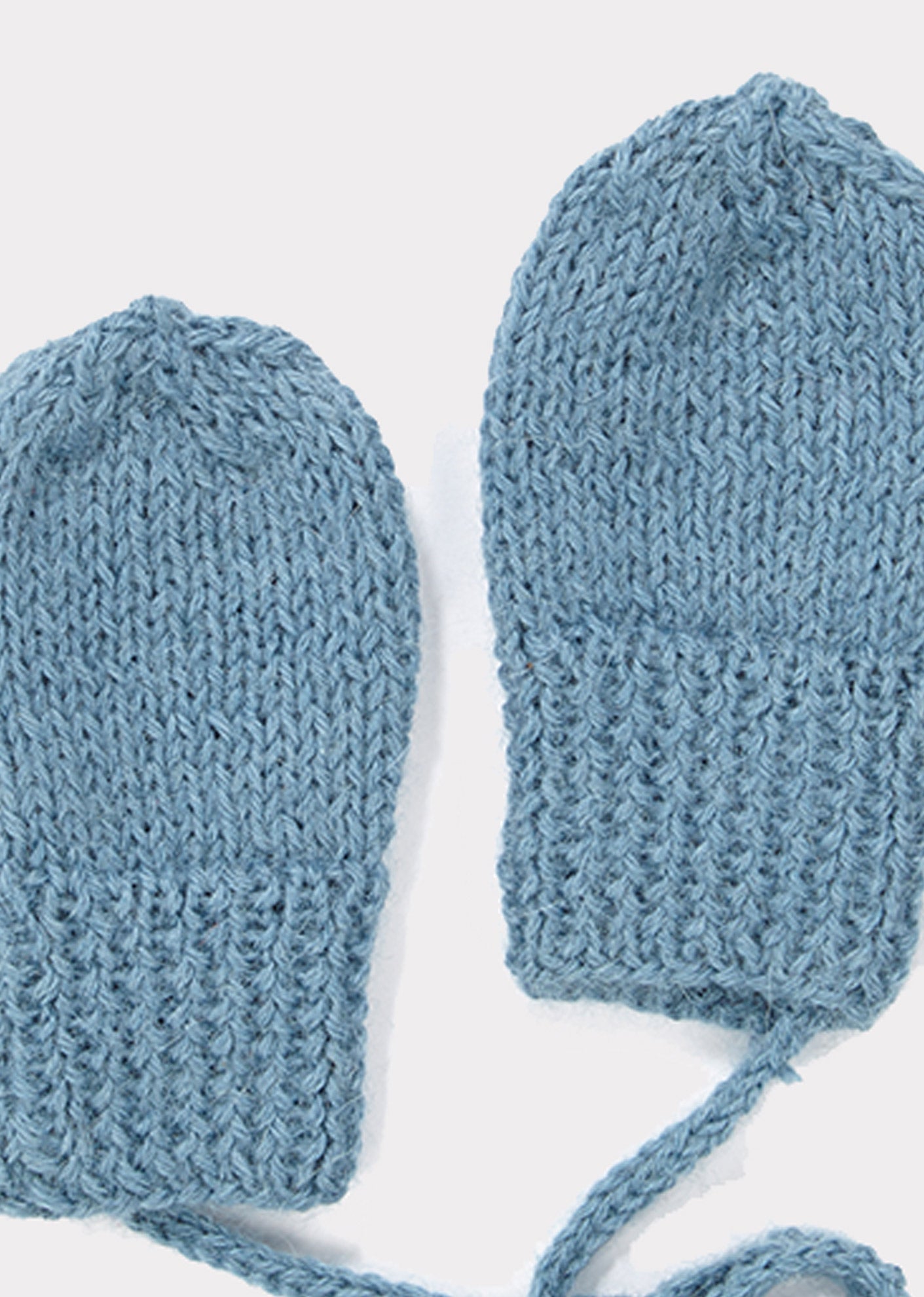 男婴蓝色羊驼毛手套