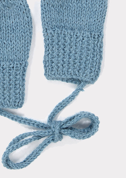 男婴蓝色羊驼毛手套