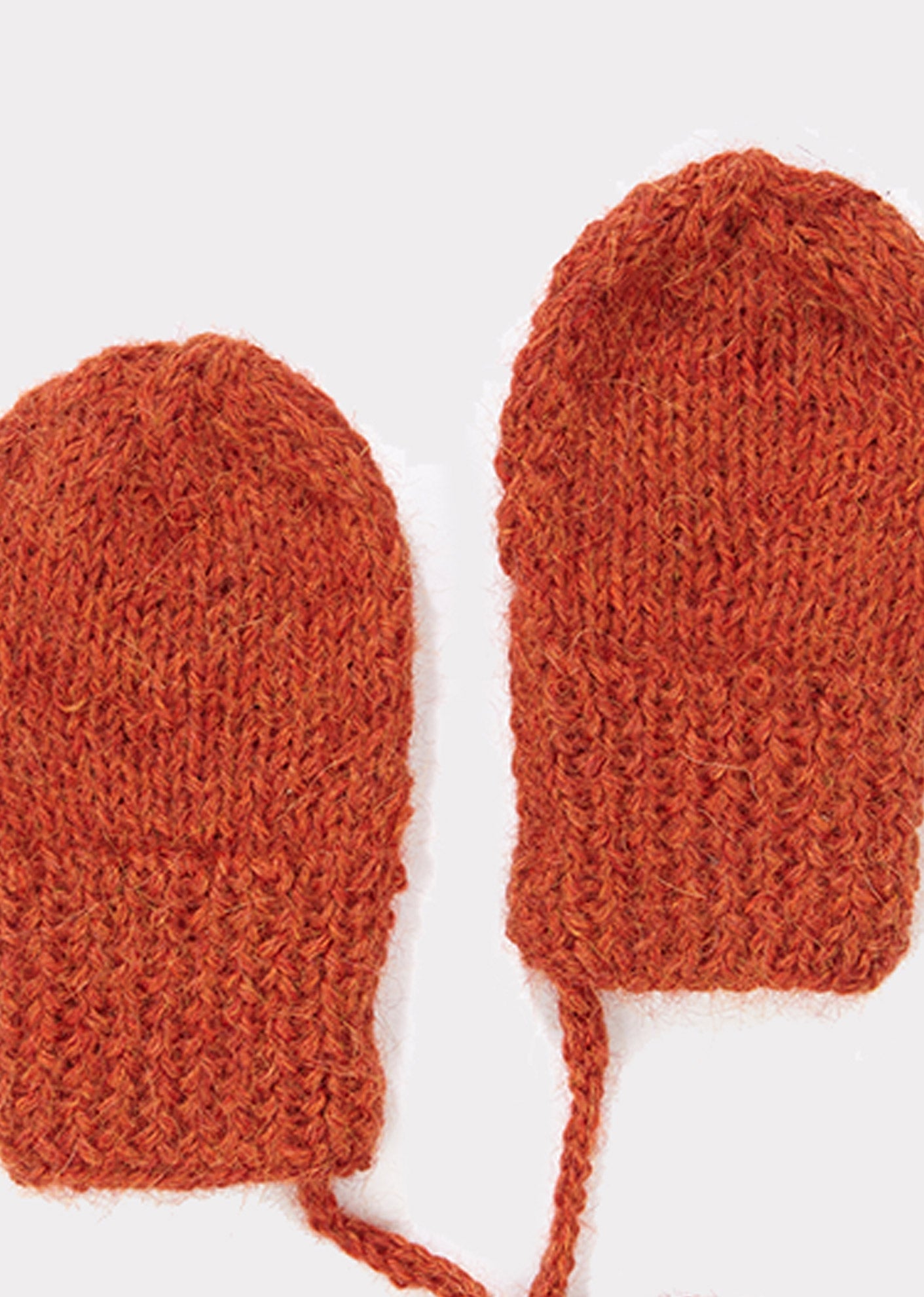 女婴橙色羊驼毛手套