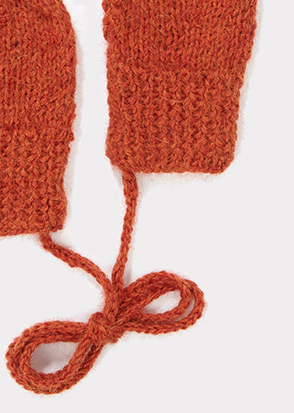 女婴橙色羊驼毛手套