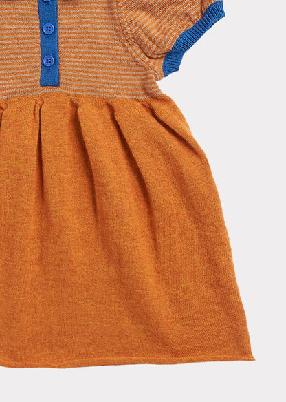 女婴焦糖色针织棉连衣裙