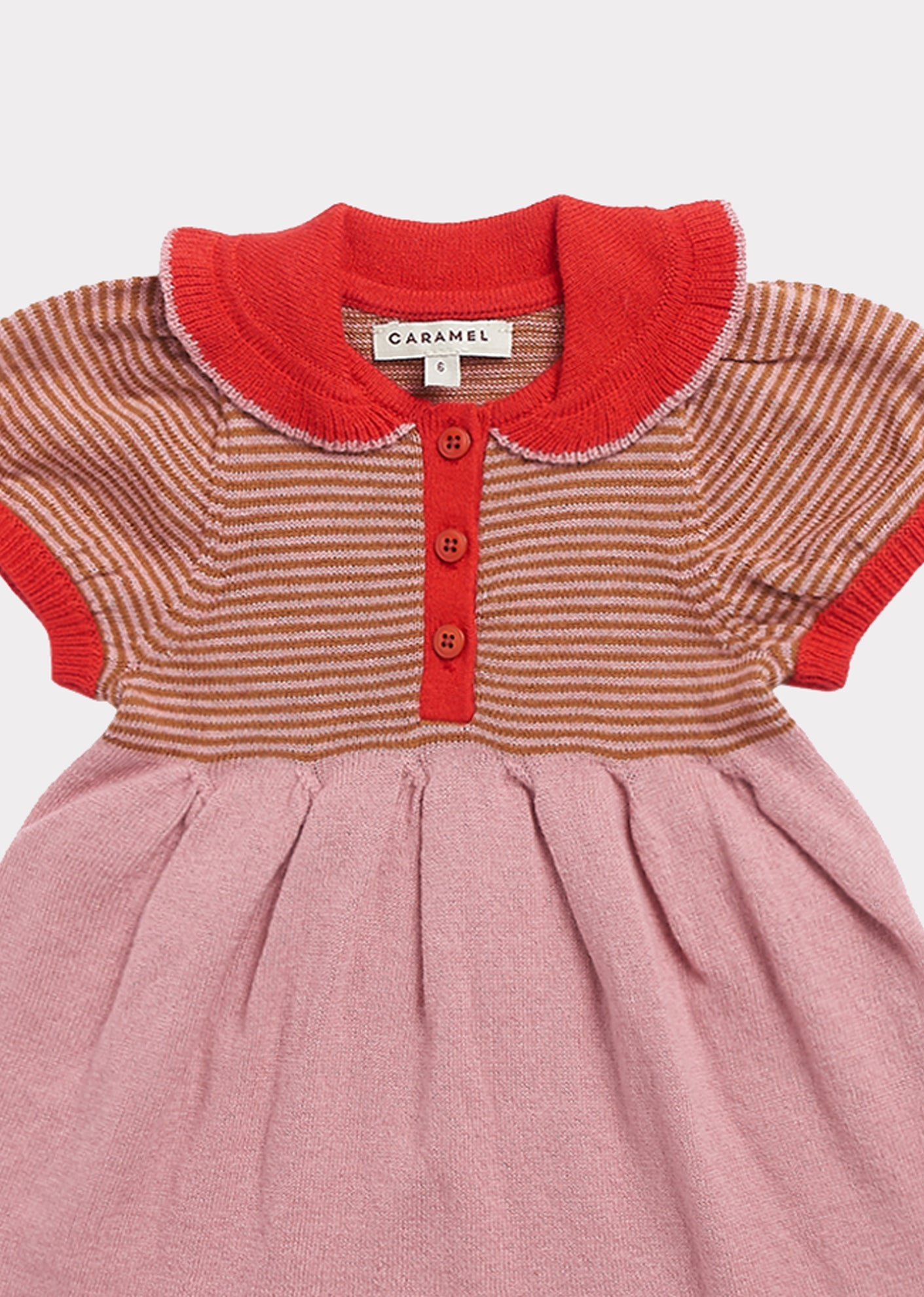 女婴粉色条纹针织棉连衣裙