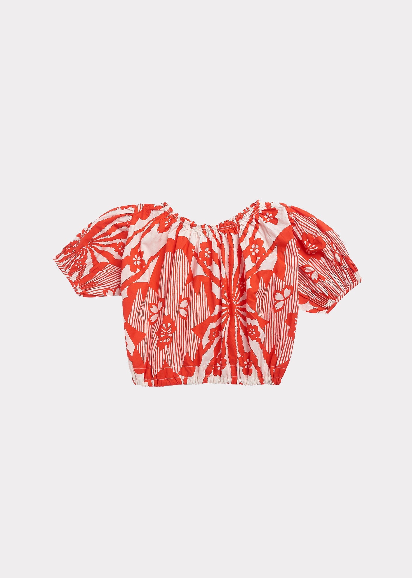 女童红色印花棉上衣