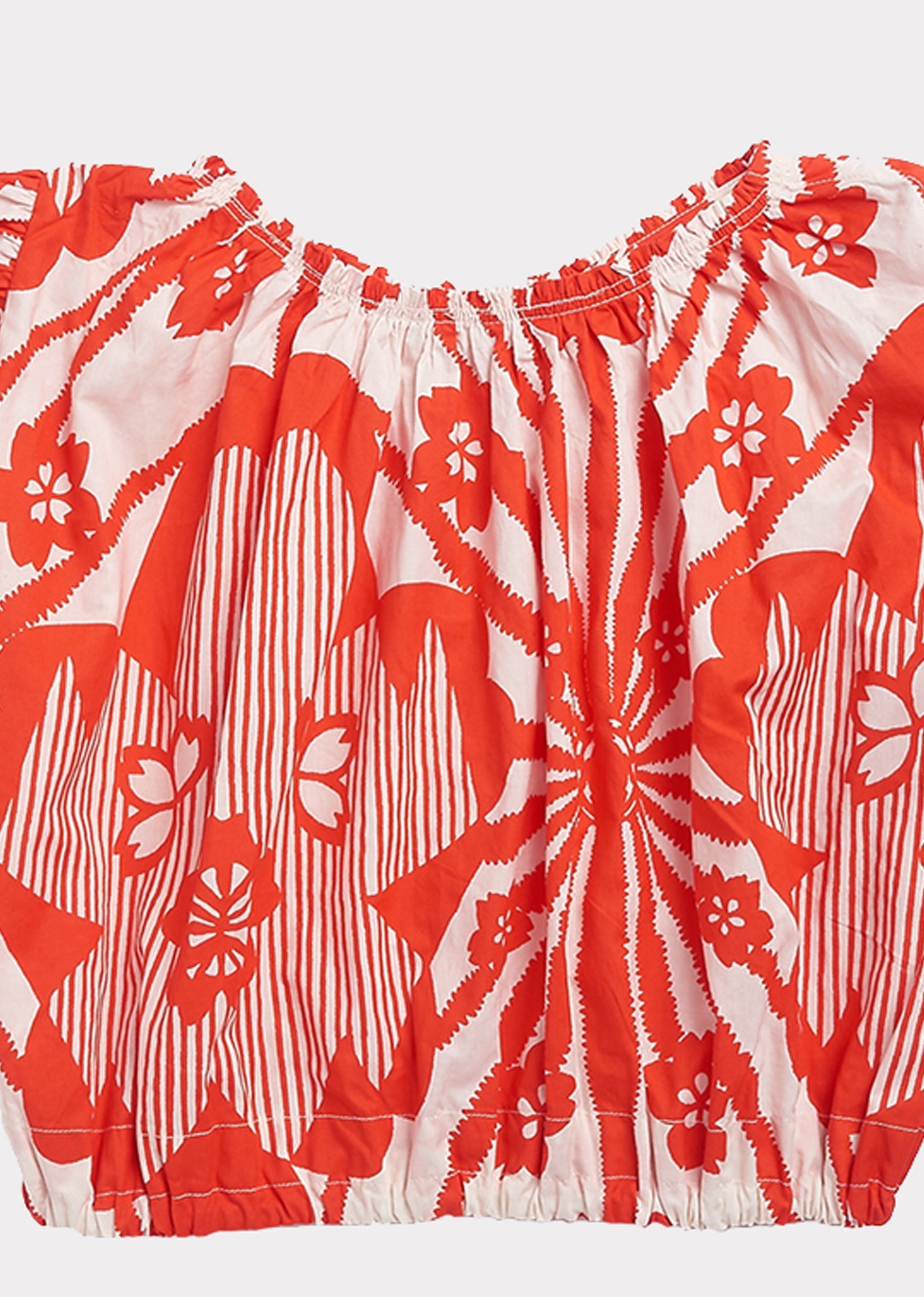 女童红色印花棉上衣