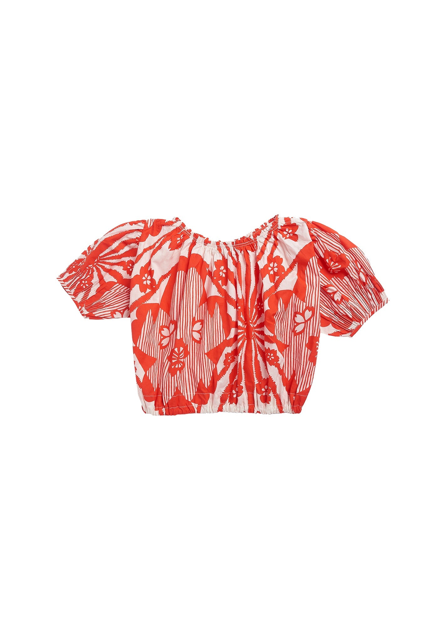 女童红色印花棉上衣