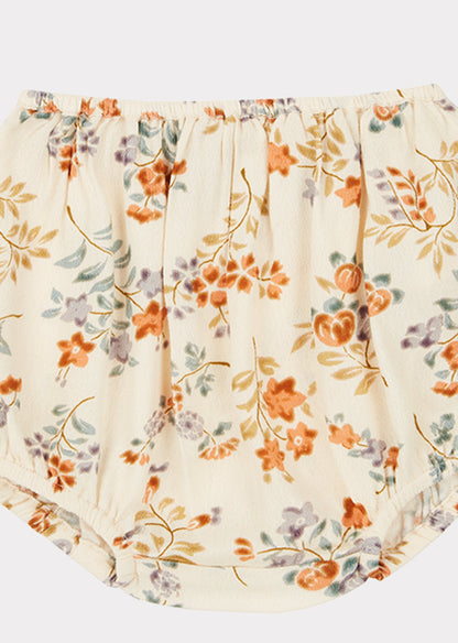 女婴米色花朵印花灯笼裤