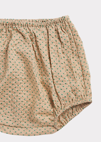 女婴卡其色圆点灯笼裤