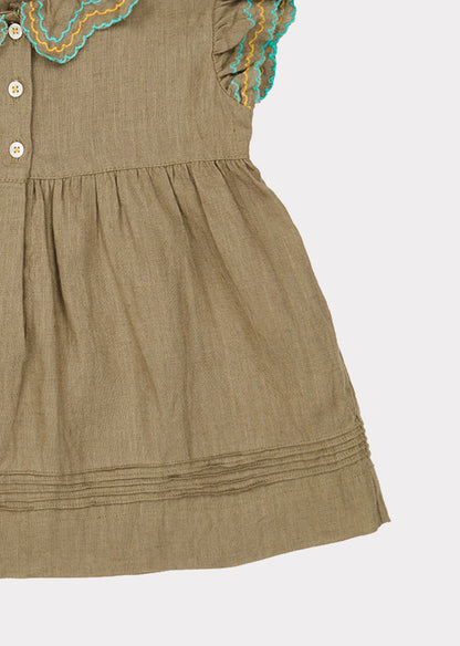 女婴橄榄绿连衣裙