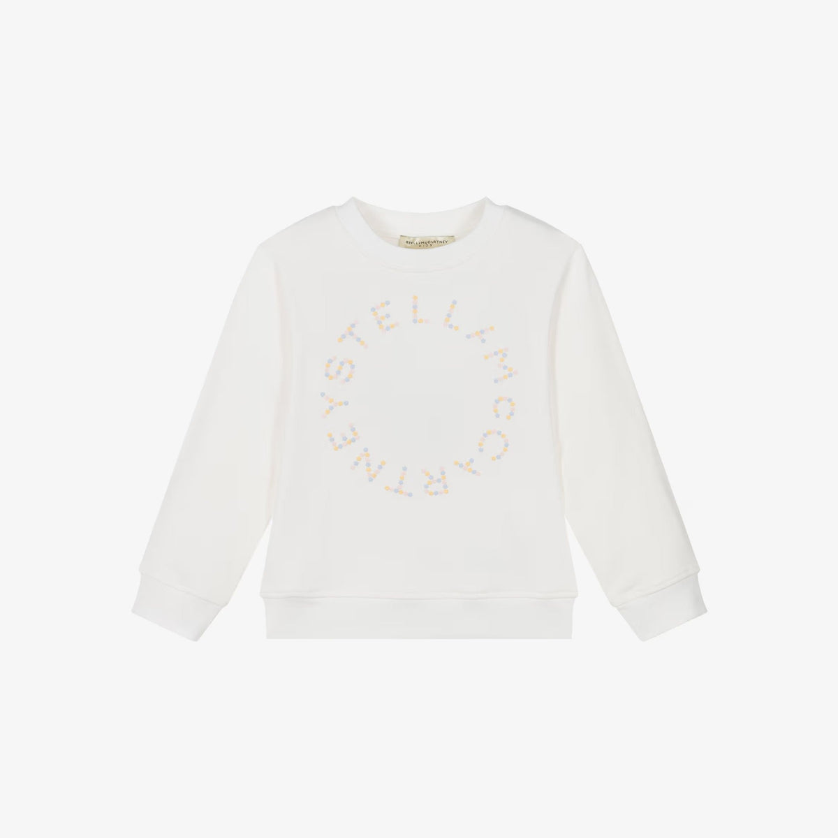 女童白色刺绣碎花Logo棉卫衣