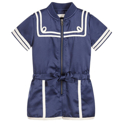 Girls Navy Blue Playsuit