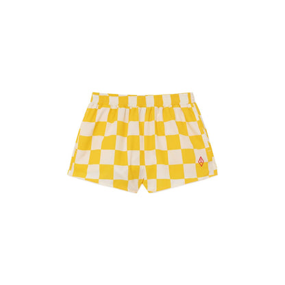 男童黄色方格游泳短裤