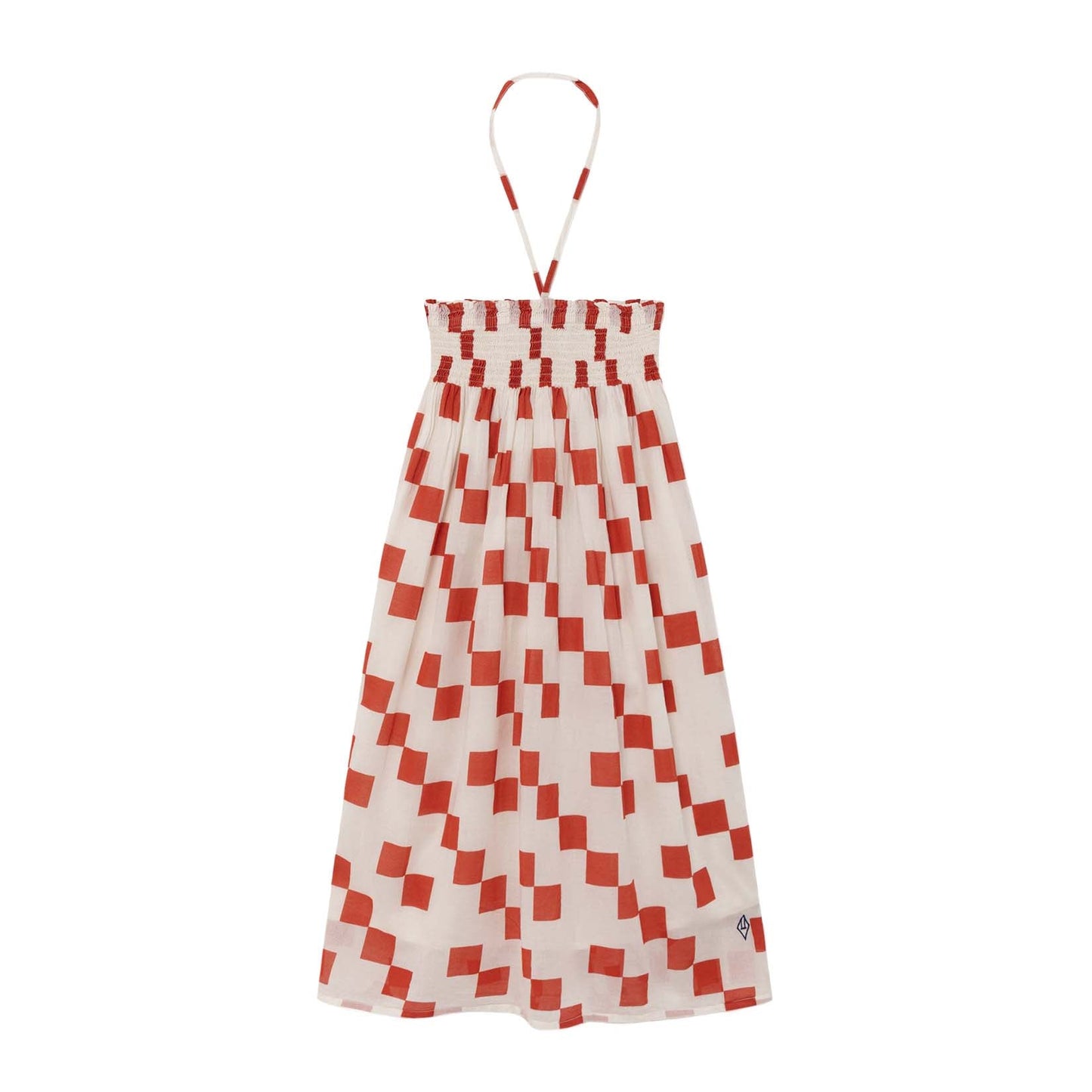 女童白色方格棉连衣裙