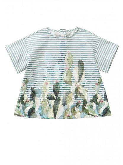 Girls Sage Green Cotton T-shirt
