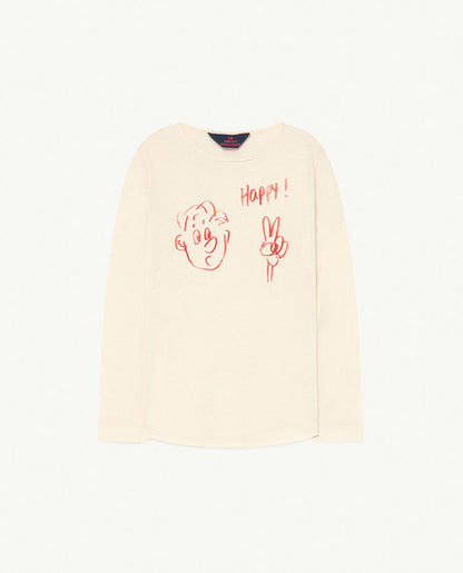 Boys & Girls White Happy Print Cotton T-Shirt