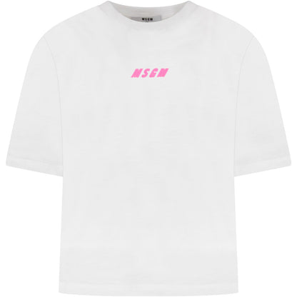 Girls White Logo Cotton T-Shirt