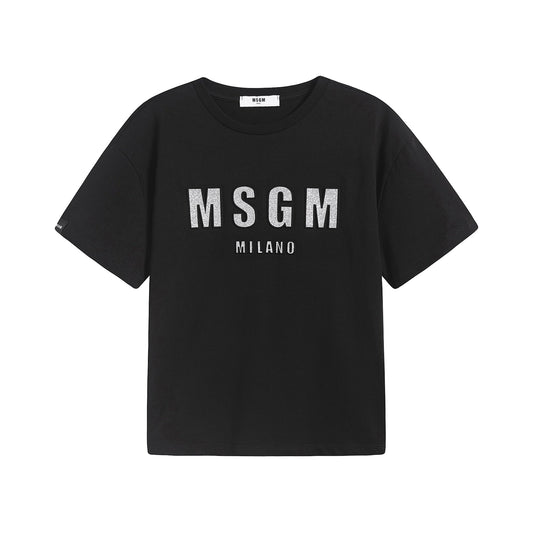 女童黑色Logo棉T恤