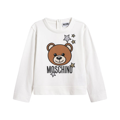 女童白色Logo棉卫衣