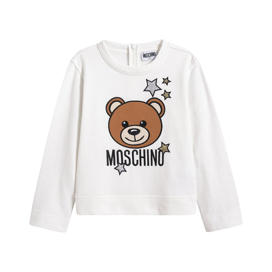 女童白色Logo棉卫衣