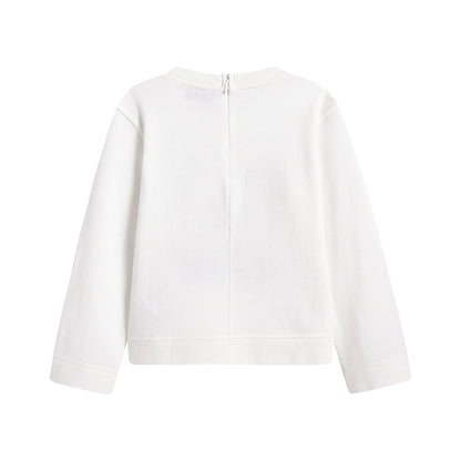 女童白色Logo棉卫衣